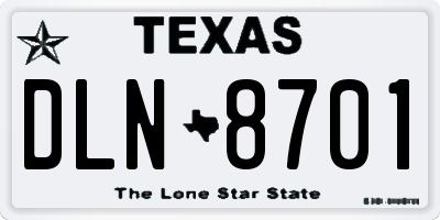 TX license plate DLN8701