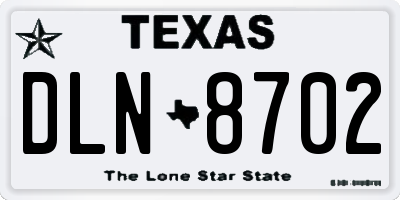 TX license plate DLN8702