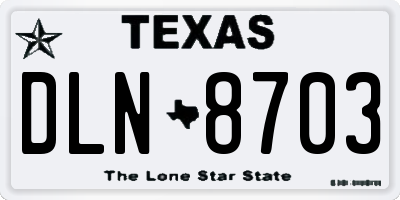 TX license plate DLN8703