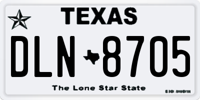 TX license plate DLN8705