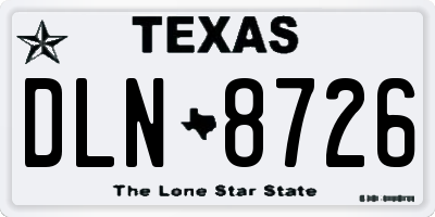 TX license plate DLN8726