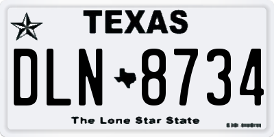 TX license plate DLN8734