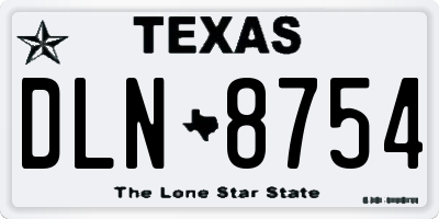 TX license plate DLN8754