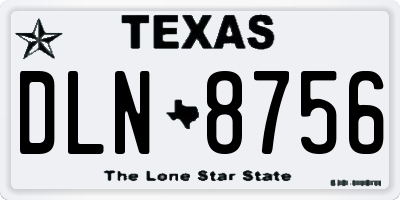 TX license plate DLN8756