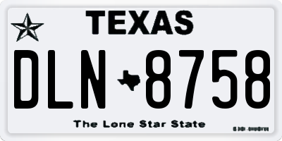 TX license plate DLN8758