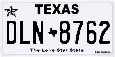 TX license plate DLN8762