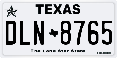 TX license plate DLN8765
