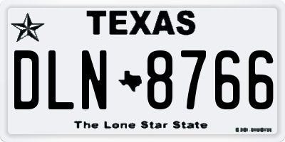 TX license plate DLN8766