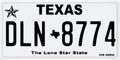 TX license plate DLN8774