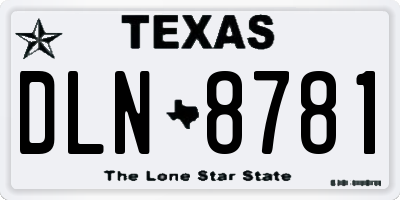 TX license plate DLN8781