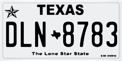 TX license plate DLN8783