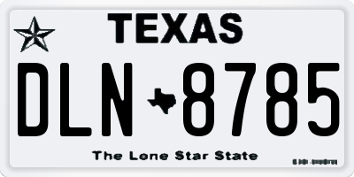 TX license plate DLN8785