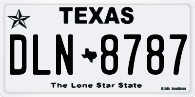 TX license plate DLN8787