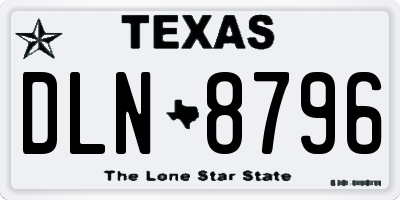 TX license plate DLN8796