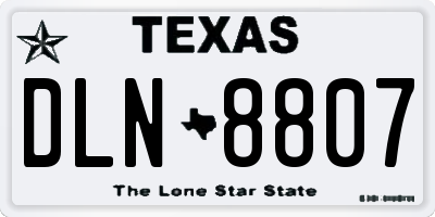 TX license plate DLN8807