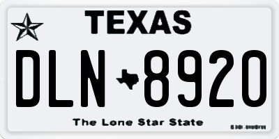 TX license plate DLN8920