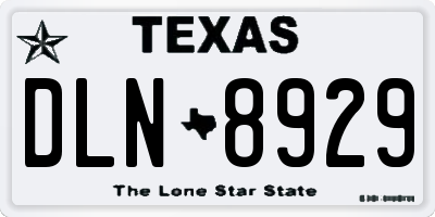 TX license plate DLN8929
