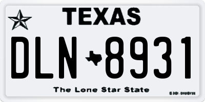TX license plate DLN8931
