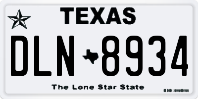 TX license plate DLN8934