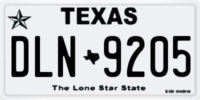 TX license plate DLN9205