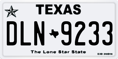 TX license plate DLN9233