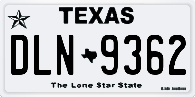 TX license plate DLN9362