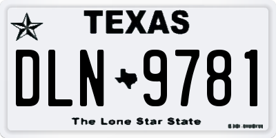 TX license plate DLN9781