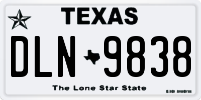TX license plate DLN9838