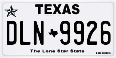 TX license plate DLN9926