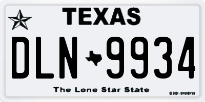 TX license plate DLN9934
