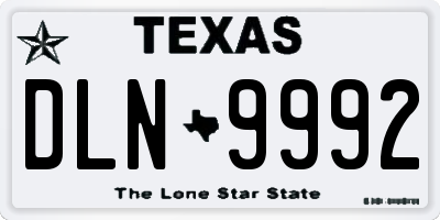 TX license plate DLN9992