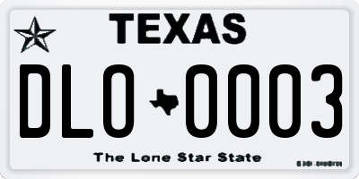 TX license plate DLO0003