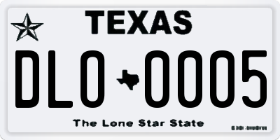 TX license plate DLO0005
