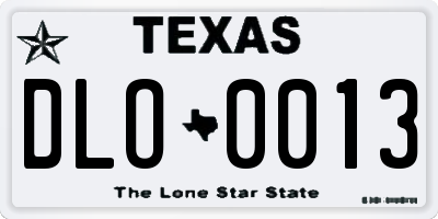 TX license plate DLO0013