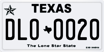 TX license plate DLO0020