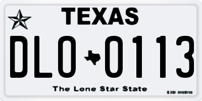 TX license plate DLO0113