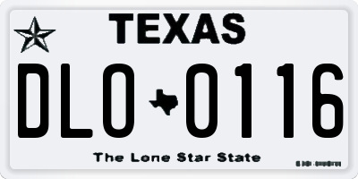TX license plate DLO0116