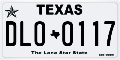 TX license plate DLO0117