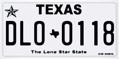 TX license plate DLO0118