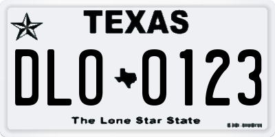 TX license plate DLO0123