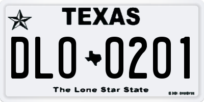 TX license plate DLO0201