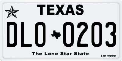 TX license plate DLO0203