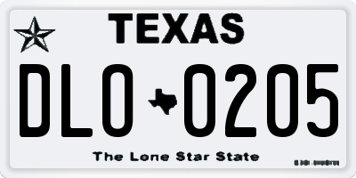 TX license plate DLO0205