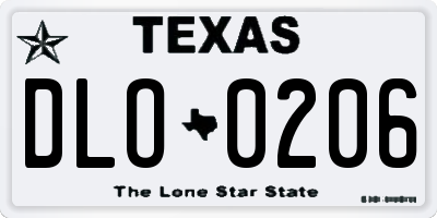 TX license plate DLO0206