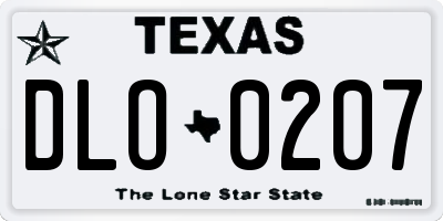 TX license plate DLO0207