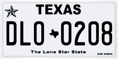 TX license plate DLO0208