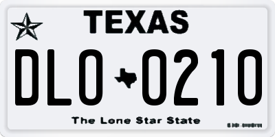 TX license plate DLO0210