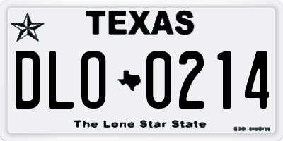 TX license plate DLO0214