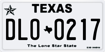 TX license plate DLO0217