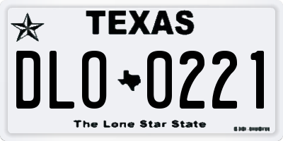TX license plate DLO0221